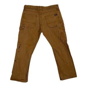 Dickies Carpenter Canvas Pants Workwear Straight Leg Utility Pockets Brown 36x30